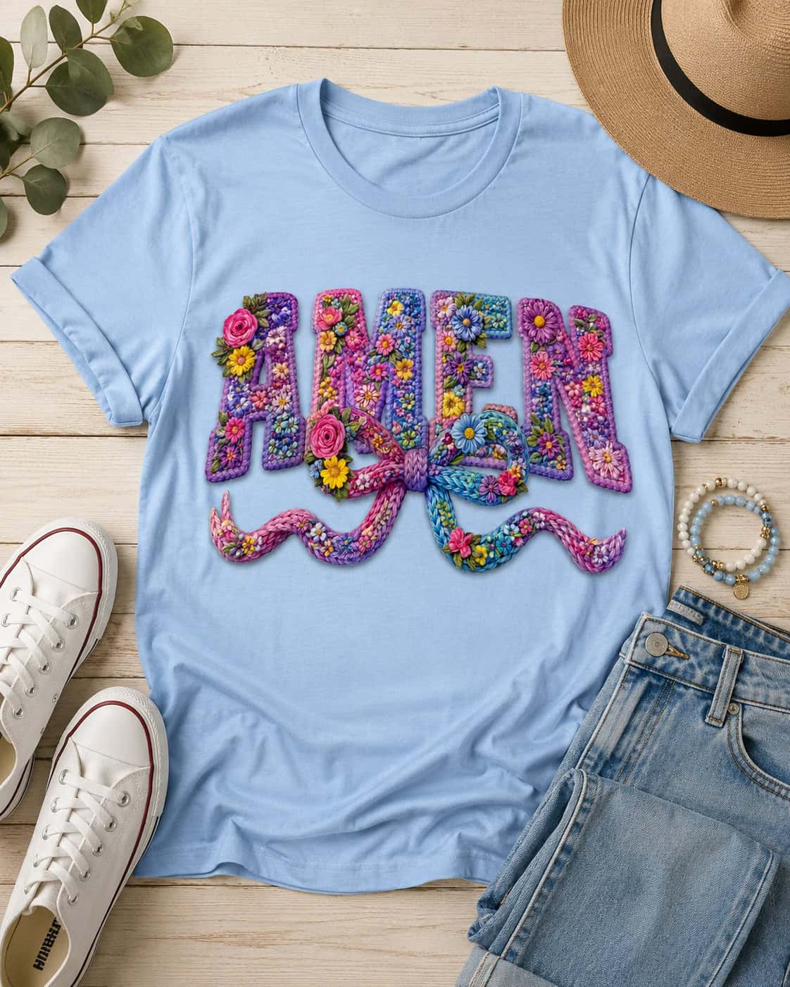 Amen Flowers And Bow - Gildan
