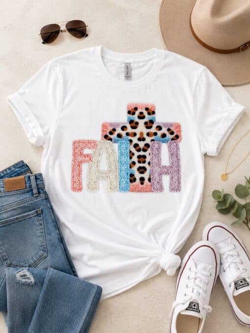 Faith With Leopard Cross - Gildan