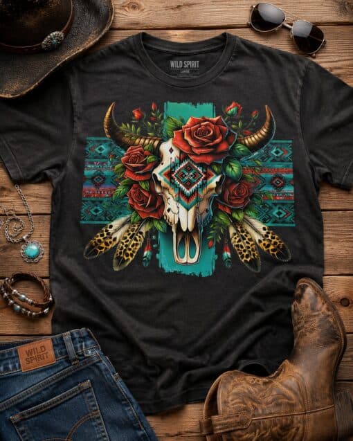 Cow Skull with Flowers