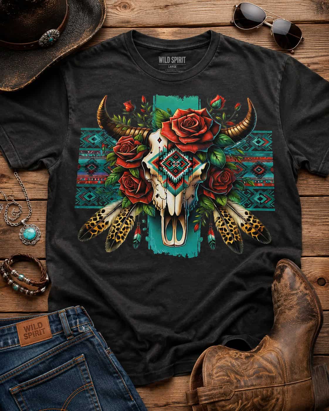Cow Skull with Flowers