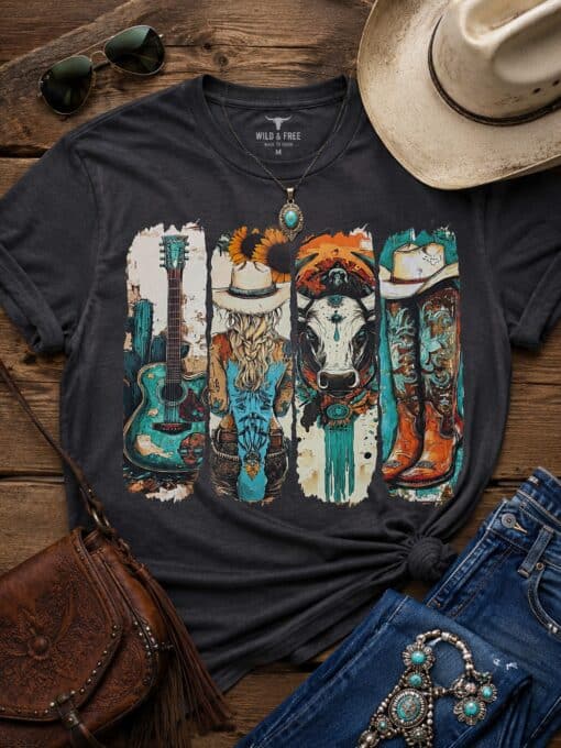 Guitar Girl Cow Boots