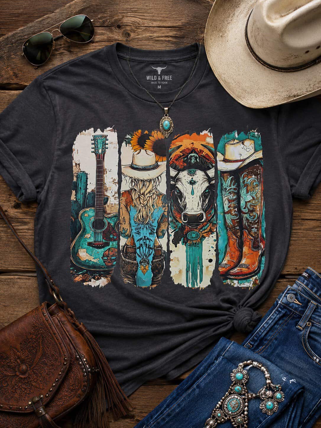 Guitar Girl Cow Boots
