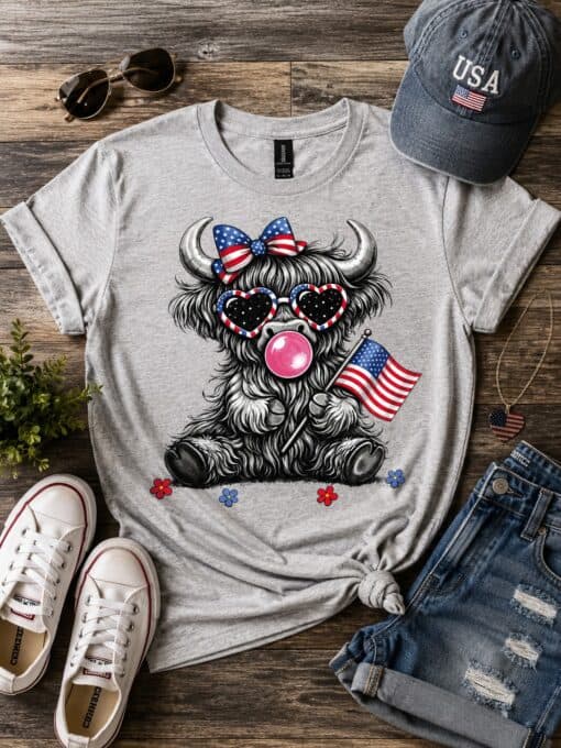 Patriotic Highland Cow
