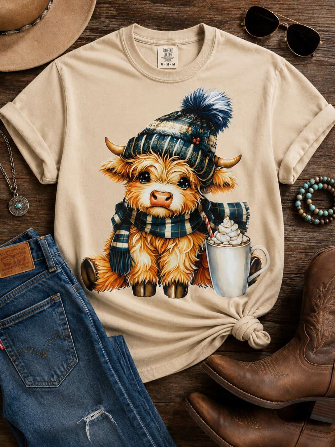 Winter Highland Cow