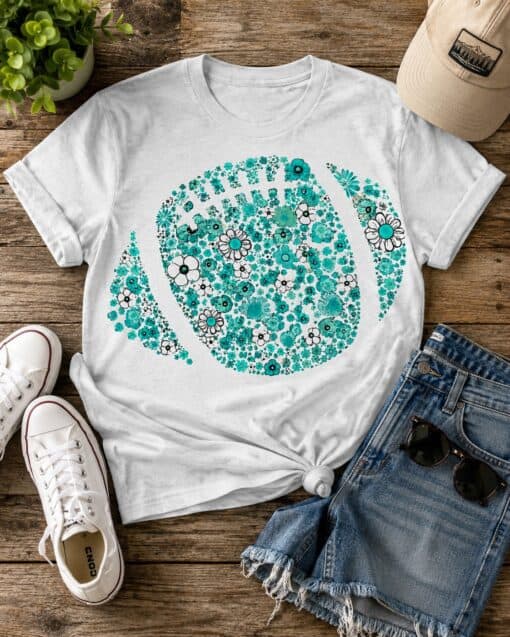 Flowered Football Turquoise
